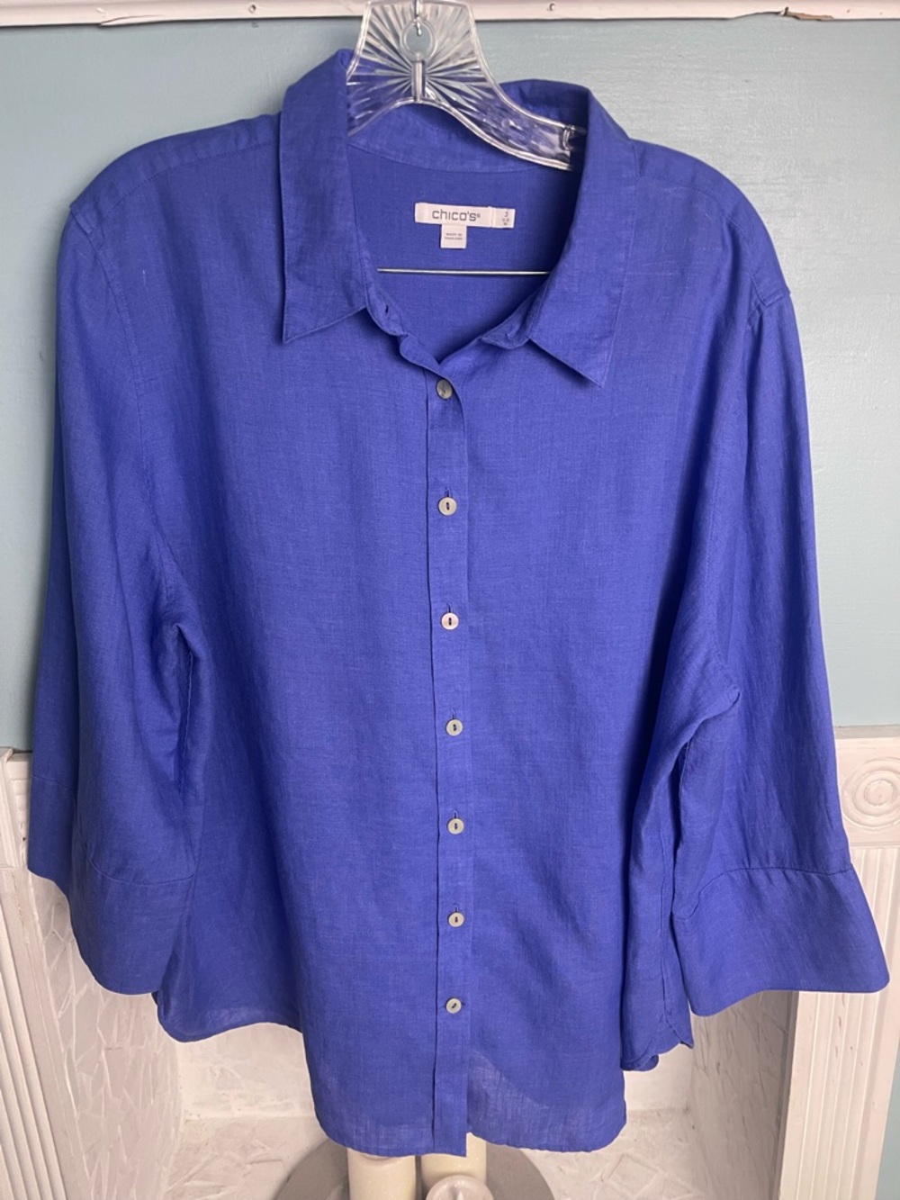 Chico's Vibrant Blue Linen Blouse